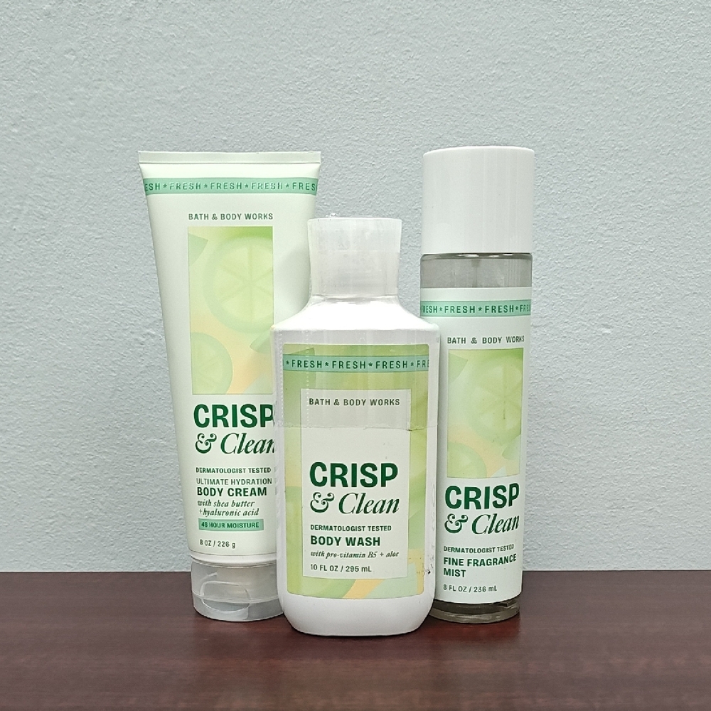 Bath & Body Works CRISP & CLEAN 3 Piece Body Care Set